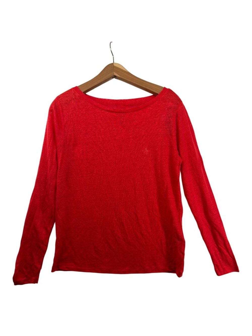 Polo Ralph Lauren Womens T-Shirt Sz S Red Linen Lightweight Classic Coastal NWT